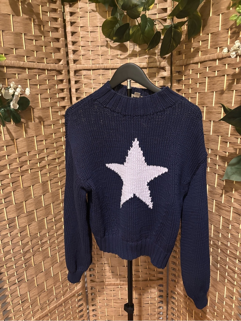 Maeve Navy Crewneck Sweater with White Star - Picture 2 of 4